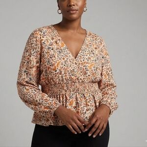 Old Navy Floral Long Sleeve Peplum Top - tall